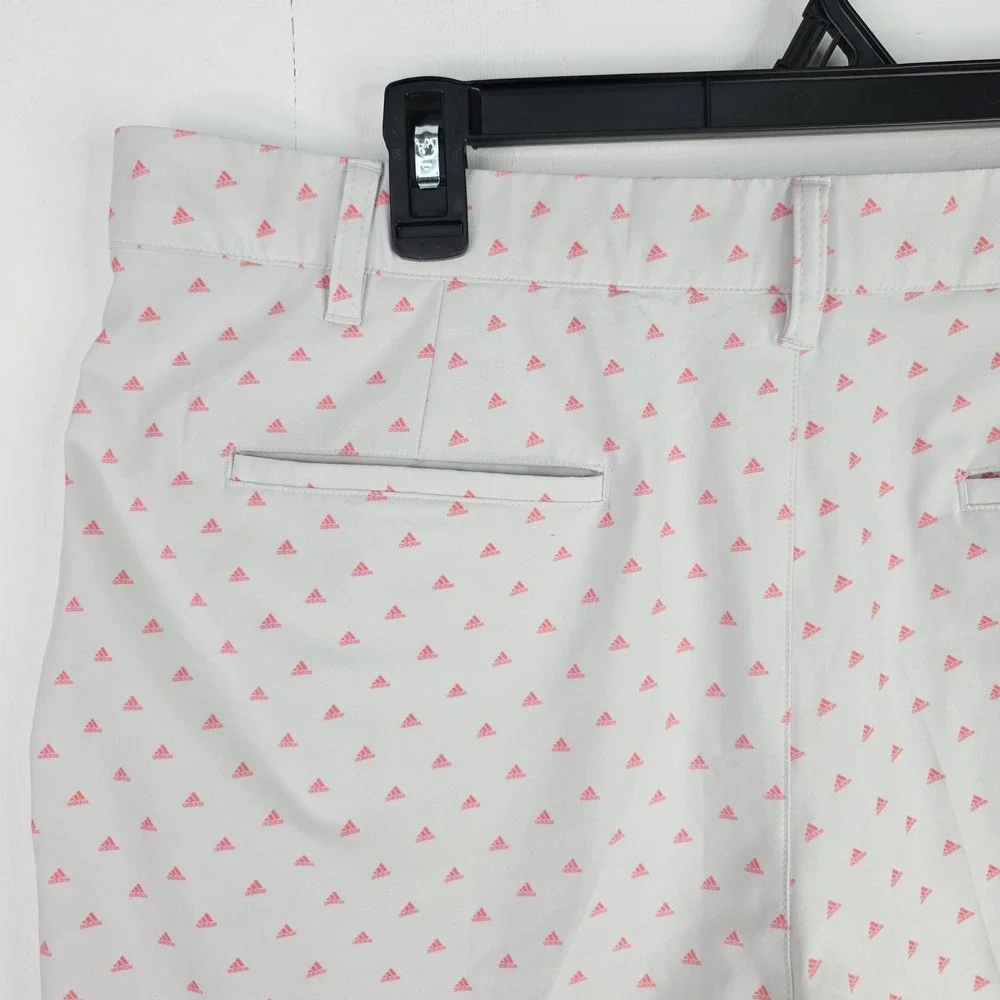Adidas 365 Mens Golf Shorts Size 38 Gray Pink All Over Logo Print 9